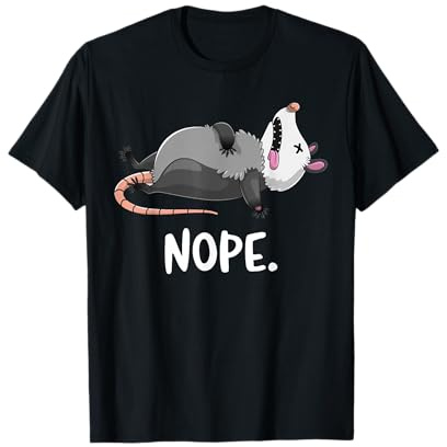 GoshWow Lustiges Opossum Beuteltier Attitüde Humor T-Shirt, Schwarz, S, Unisex-Erwachsene und Kinder, Kurzarm, Klassische Passform, Polyester 100%