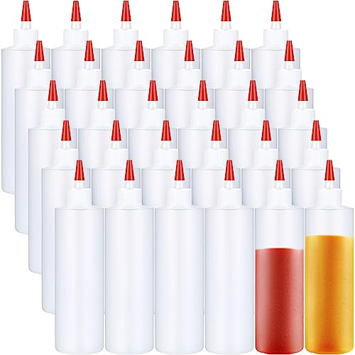 Yaomiao 30 Pack 16 oz Plastic Squeeze Bottles for Condiments Sauces