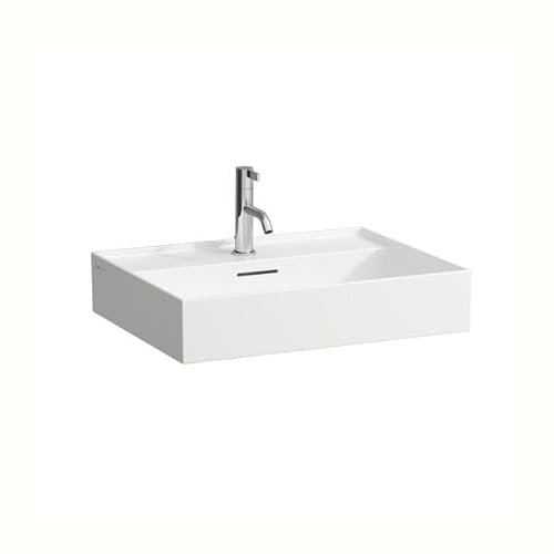 LAUFEN Kartell Aufsatzwaschtisch 1 Hahnloch, mit Überlauf, Unterseite geschliffen, 600x460mm, H816333A001041, Farbe: Weiß