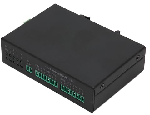 Modem Ottico RS232 RS485 RS422, Supporta 128 Dispositivi RS232 RS485 Hub RS422 Dissipazione del Calore a Due Vie per l'istruzione (Spina UE)