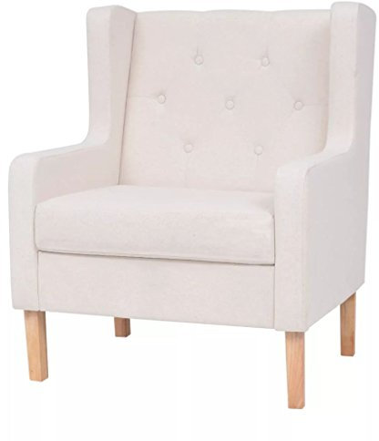Homgoday Sessel Fernsehsessel Relaxsessel Loungesessel Fernsehsessel Ruhesessel Einzelsofa TV-Sessel Lesesessel Einzelsessel für Wohnzimmer Schlafzimmer Cremeweiß Stoff