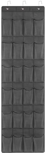 Over the Door Shoe Organizer 24 Pockets with 3 Door Hooks Non Woven Fabric Mesh Hanging Shoe Rack Holder Shoe Storage for Bedroom Bathroom Wardrobe Door for Men Women Kids