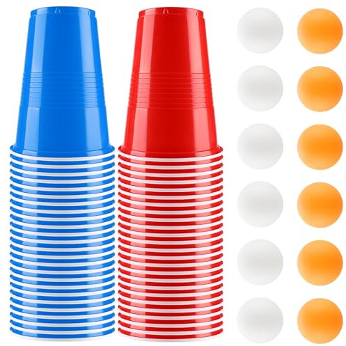 Gobelet Beer Pong, 500ML Gobelet Rouge, 40 Biere Pong avec 12 Balles de Ping-Pong, pour Une Fête d'anniversaire, Une Réunion d'amis, Une Réunion de Noël