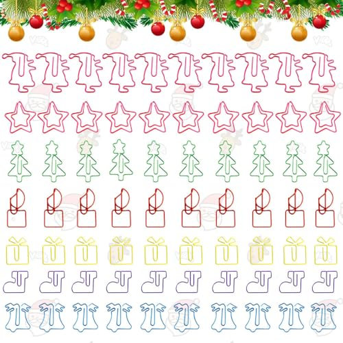 70 Stück Büroklammer weihnachten,Weihnachts Büroklammern Set,Metal Colourful Paper Clips,Lesezeichen Lustige Paperclip,Kinder Büroklammern,Deko Büroklammern,Tier Büroklammern,Kleine Büroklammern
