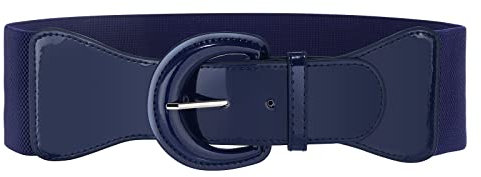 JASGOOD Women Wide Stretchy Vintage Belt Dress Elastic Patent Waist Belts for Women Dress (Blue,Belt Length 97cm/38.19,Fits Waist 36-41 Inch)