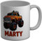 Shopagift Personalised Yellow Monster Truck Mug Any Name Off Road Vehicle White 11oz Large Ceramic Cup