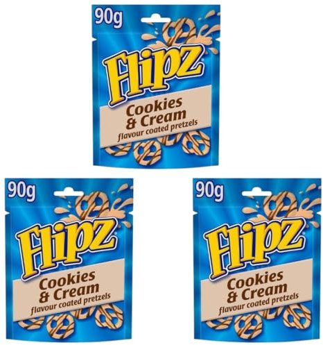 3er Probierpaket Flipz Pretzels - 3 mal Flavor Coated Pretzels - 3x90g Packung- im Leckeren Geschmack: Cookies & Cream (Cookies & Cream)