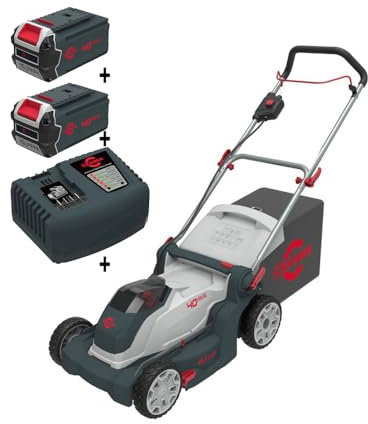 Cramer 40LM41K2X Tondeuse à Gazon sans Fil pour Pelouses Jusqu'à 500m², Largeur de Coupe 41 cm, Sac de 50L, Inclus Deux Batteries 40V 3Ah et Un Chargeur Rapide, Garantie 2 Ans