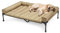 Veehoo Outdoor Hundeliege erhöht, Hundebett Erhöht mit abnehmbarem Bloster Kühlendes Erhöhtes Hundebett mit Atmungsaktivem Teslin-Netz für Haus und Garten, Beige 125 x 83 x 22.5cm