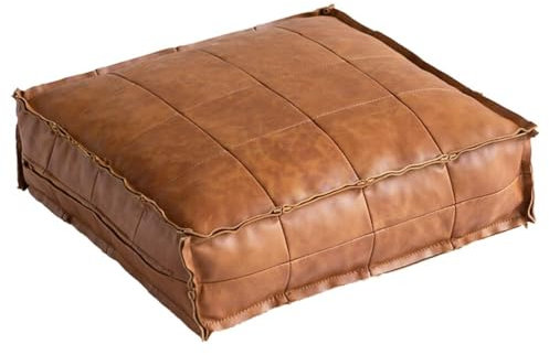 OCKULT Square Leather Pouf- Filling Sponge Moroccan Pouf for Room Decor -Ottoman Footstool -Square Ottoman Pouf