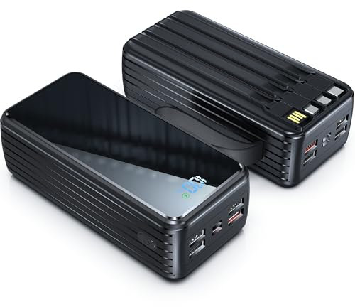 2025 56800mAh 65W Power Bank Portable Charger, External Battery Pack Phone Charger,10 Charging Ports Battery bank With Smart LED Display, Newest skin feel streamline design