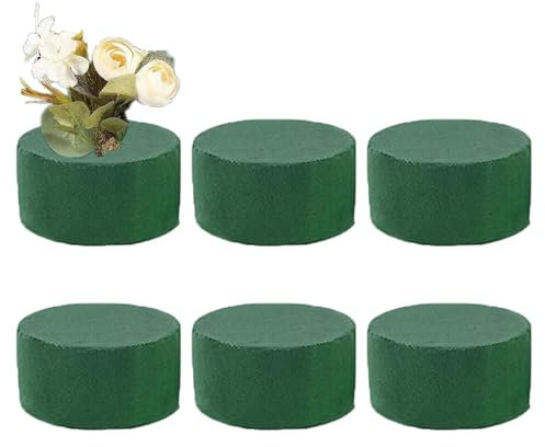 6 Stück Blumensteckschaum Blumenschaumblöcke Blumensteckmasse Rund Ø8 cm Floristenschaumblock Nass- und Trockenschaum Steckziegel für frische und künstliche Blumenarrangements, Basteln