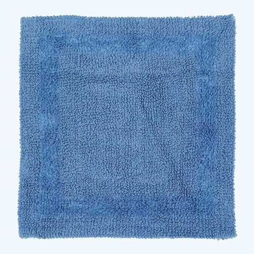 Homescapes Premium Duschvorleger blau, Duschteppich 50x50 cm mit Wende-Design, Kleiner Badteppich Baumwolle