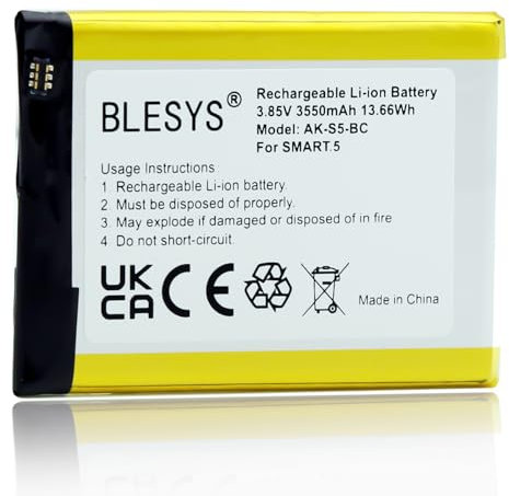 BLESYS AK-S5(V2) AK-S5-BC Ersatz Akku für Emporia SMART 5 Smartphone, SMART.5 Li-Ion Akku [3.85V 3550mAh/13.66Wh]