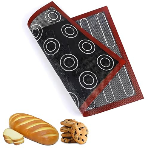 Backmatte für Macarons, Mikroperforierte Backofenmatte, 2 PCS Silikon-Backofenmatte, beidseitig antihaftbeschichtet, hitzebeständig und wiederverwendbare Matte 40x30 cm Tischset macarons backmatte