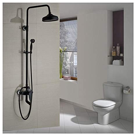 GMWARDDF Handbrause für die Wandmontage im Badezimmer, ölgeriebene Bronze, rund, Regendusche, Dampfdusche, Wasserhahn-Set mit Handbrause, langlebiges Duschsystem