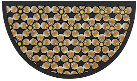 Velcoc - Zerbino a Mezzaluna da Interno in Gomma Riciclata con Disegno di Fiori, Tappeto Antiscivolo, Robusto e Resistente, Elevata Capacità di Assorbenza, Spessore di 6 mm, Dimensione 40 x 70 cm