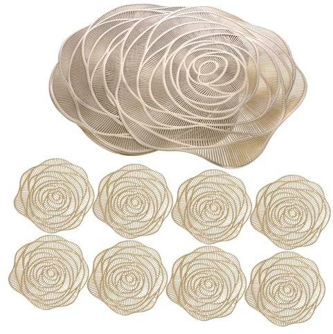 MAGICLULU Ensemble De Sets De Table Et sous-Verres Gold Rose Set De Table Rose 15 Pouces sous-Verres Isolés 4 Pouces Sets De Table
