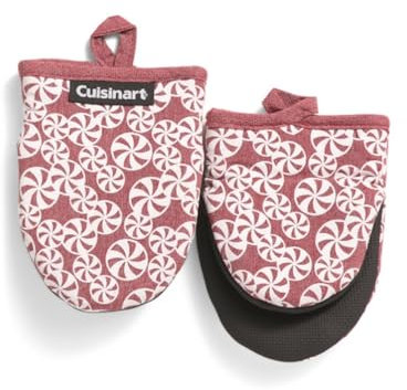 Cuisinart Neoprene Christmas Winter Mini Oven Mitts, 2-Pack (Peppermints)
