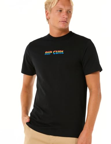 Rip Curl Herren-T-Shirt, kurzärmelig, Rundhalsausschnitt, Normale Passform, Schwarze Big Mumma Icon, Klein