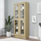 IKAYAA Vitrinenschrank, Glasvitrine, Bücherschrank mit 2 Türen 5 Fächern, Hochschrank, Schrank für Wohnzimmer Küche Esszimmer Büro, Sonoma-Eiche 82,5x30,5x185,5 cm