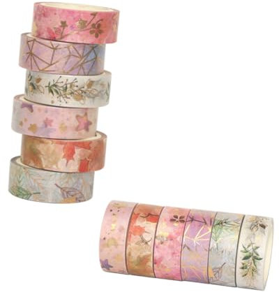 DIYEAH 6rollen Deko-klebebänder Washi-tape mit Japanischen Papierblumenmustern Heißprägeband für Diy-bastelarbeiten Geschenkpapier Verzierung Farbmix Zufällige Farbe