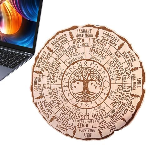Kalender Baum des Lebens, Wicca-Kalender – Rad des Jahres Baum des Lebens Sabbats heidnisches Hexenschild – Kalenderornament aus, Radschild des Jahres für Wanddekoration R