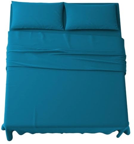 MAXIME MAISON - Completo Lenzuola Matrimoniali 4 Pezzi Set Lenzuola Matrimoniale in Microfibra Made in Italy, Completo Letto 1 Lenzuolo con Angoli, 1 Lenzuolo Sopra, 2 Federe (Oceano)