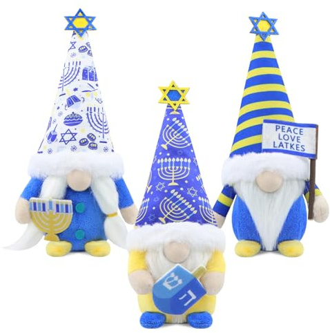 Gehydy Weihnachtswichtel Chanukka Dekoration 3er Set Hanukkah Wichtel Figuren Bauernhaus Decorations Zubehör für Home Küche