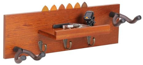 Générique Wandhalterung für Gitarre | aus Holz für E-Gitarre, Kontrabass & Ukulele mit großem Stauraum für Wohnzimmer