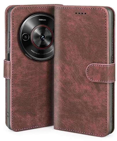 JNERBUYI Custodia Flip per ZTE Blade A75 5G/Nubia Focus 5G/Nova 5G PRO, Cover in PU Pelle con Portafoglio Magnetico, Custodia a Libro Mmagnetica con Supporto. Red