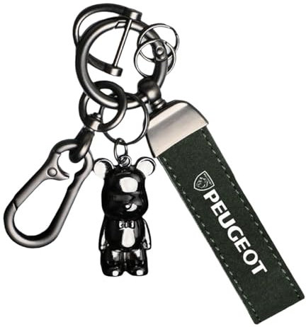 OUXVSLJA Auto Porte Clef pour P-eugeot 208 3008 301 306 307 308 1993-2025,replacement Key Fob Holder Key Ring Accessory Car Logo Keychain Suede