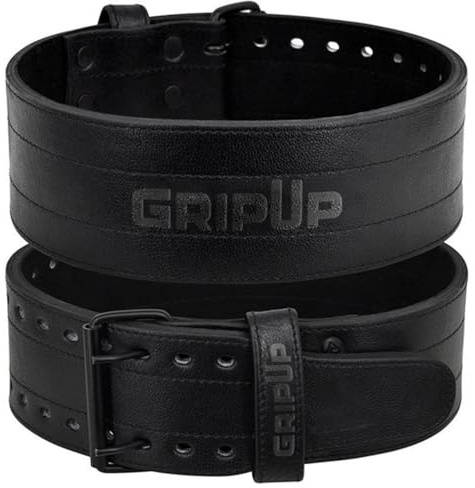GripUp Powerlifting Gürtel 10mm Dickes Echtleder 4” Gewichthebergürtel – Schwerlast Gewichtheben Gürtel für Fitness, Crossfit, Kniebeugen, Kreuzheben & Bodybuilding – Männer & Frauen (Schwarz, L)
