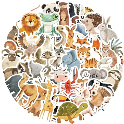 Valicaer Tier Sticker Set für Kinder,100 Unikate Aufkleber mit Vinyl Oberfläche,Wasserfest & Robuste Belohnungssticker für Laptop, Skateboard, Auto Sticker Kinder,Tiere Motive