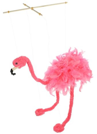HANABASS Flamingo Marionette Puppe für Kinder Plüsch Tiermarionette mit Zugschnur für Aufführungen Interaktive Handpuppe für Kreatives Spielzeug