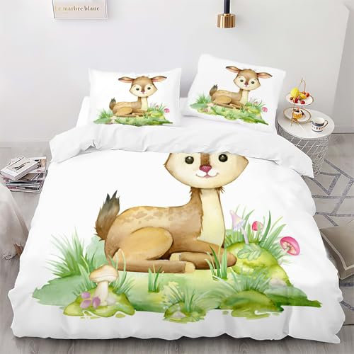 phonxia Bettwäsche 135x200 4teilig REH Atmungsaktiv Bettbezug 135 X 200 Mikrofaser Brauner Druck WendeBettwäsche Deckenbezug mit ReißVerschluss Und Kissenbezug A380