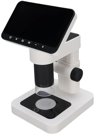 Elprico Digitales Mikroskop für Kinder, 5-32X Mikroskop mit 8 Einstellbaren LED-Leuchten für Erwachsene, 4,5-Zoll-Bildschirm, 12MP Präzisionsfokussierendes Lötmikroskop für die Reparatur (Black)