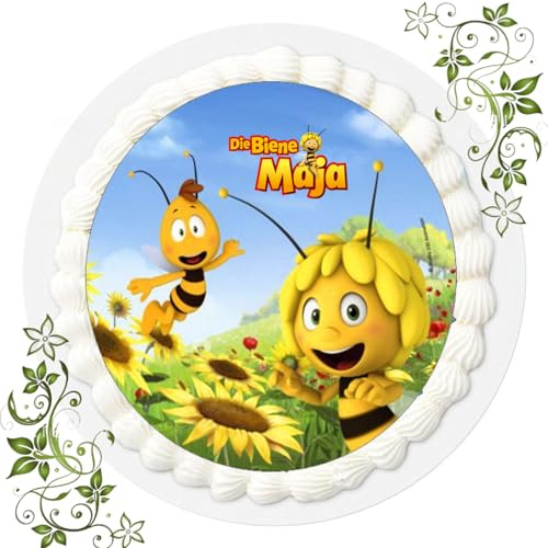 Für den Geburtstag ein Tortenbild, Zuckerbild mit Motiv Essbares Foto für Torten Tortenbild Tortenaufleger Ø 20cm FONDANT gebrauchsfertig Motive: Biene Maja Nr. Q 231