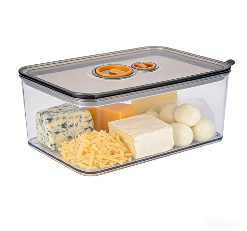 Hynorian Contenitore per formaggio per frigorifero, 1650 ml, in | Contenitore impilabile per formaggio, salsicce e prosciutto; contenitore trasparente che mostra il contenuto e si adatta bene