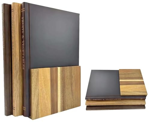 3 Pièces Planches à Découper en Forme de Livre avec Support, Antidérapante Planche Cuisine en Bois Massif, Compatible Lavevaisselle Planche à Hacher pour Fromage, Pain, Viande