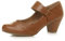 Ajvani Womens Ladies mid Heel Mary Jane Strap Smart Work Comfort Court Shoes, Brown Tan Matte, 6 UK