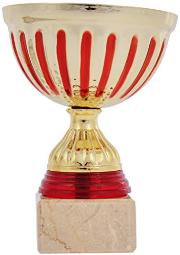 Art-Trophies TP117 Trophée de Sport avec Ruban doré, doré/Rouge, 11 cm