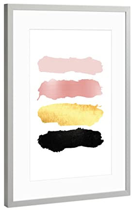 artboxONE Poster mit Rahmen Silber 45x30 cm Glam Brushstrokes von Urban Epiphany - gerahmtes Poster