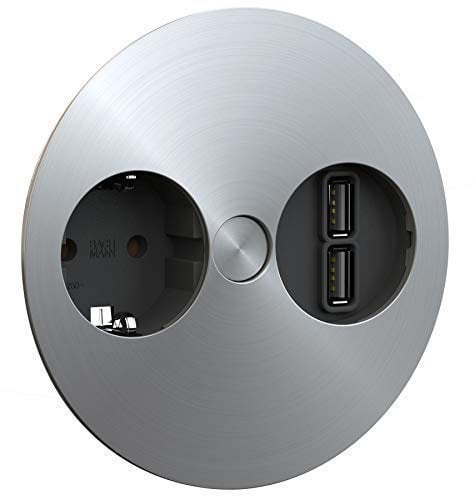 Küchensteckdose Einbausteckdose Twist Edelstahl Optik 2 USB Ladeanschlüsse 1 Schukosteckdose *570980