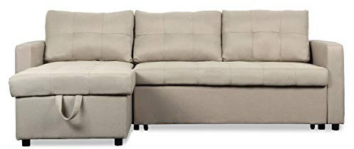 Menzzo Sofá esquinero Convertible Toledo Tela Beige
