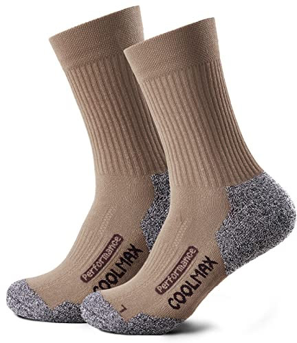 Piarini 2 Paar Coolmax Wandersocken Outdoorsocken Funktionssocken lang beige 43-46