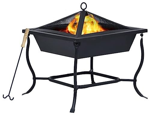 vidaXL Foyer Brasero de Terrasse Foyer de Jardin Cheminée d'Extérieur Patio Arrière-Cour Durable Stable Résistant Noir 42x42x45 cm Acier