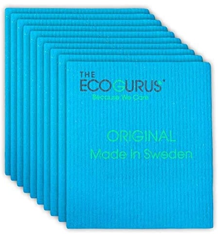 The EcoGurus Paños suecos para Cocina, paños de Cocina suecos Naturales Altamente absorbentes, paño de Esponja de celulosa, Color Azul