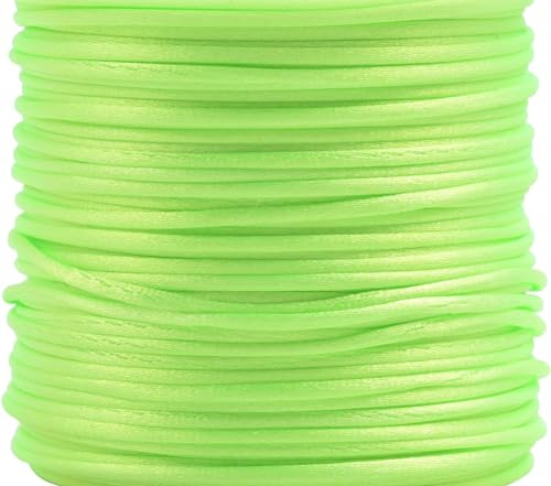 KONMAY 1 rotolo da 73 metri, 1,0 mm, colore verde fluo, cordoncino in seta satinata, per nodi cinesi, kumihimo, perline, macramè e creazione di gioielli