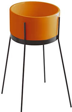 Waschbecken mit Aufstellgestell oder freestanding Hybrid rund orange glänzend (freestanding)